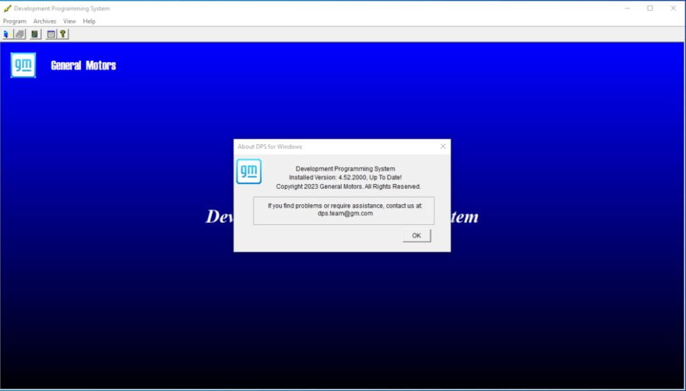 GM Development Programming System (DPS) V4.52 - Diagnostic Software